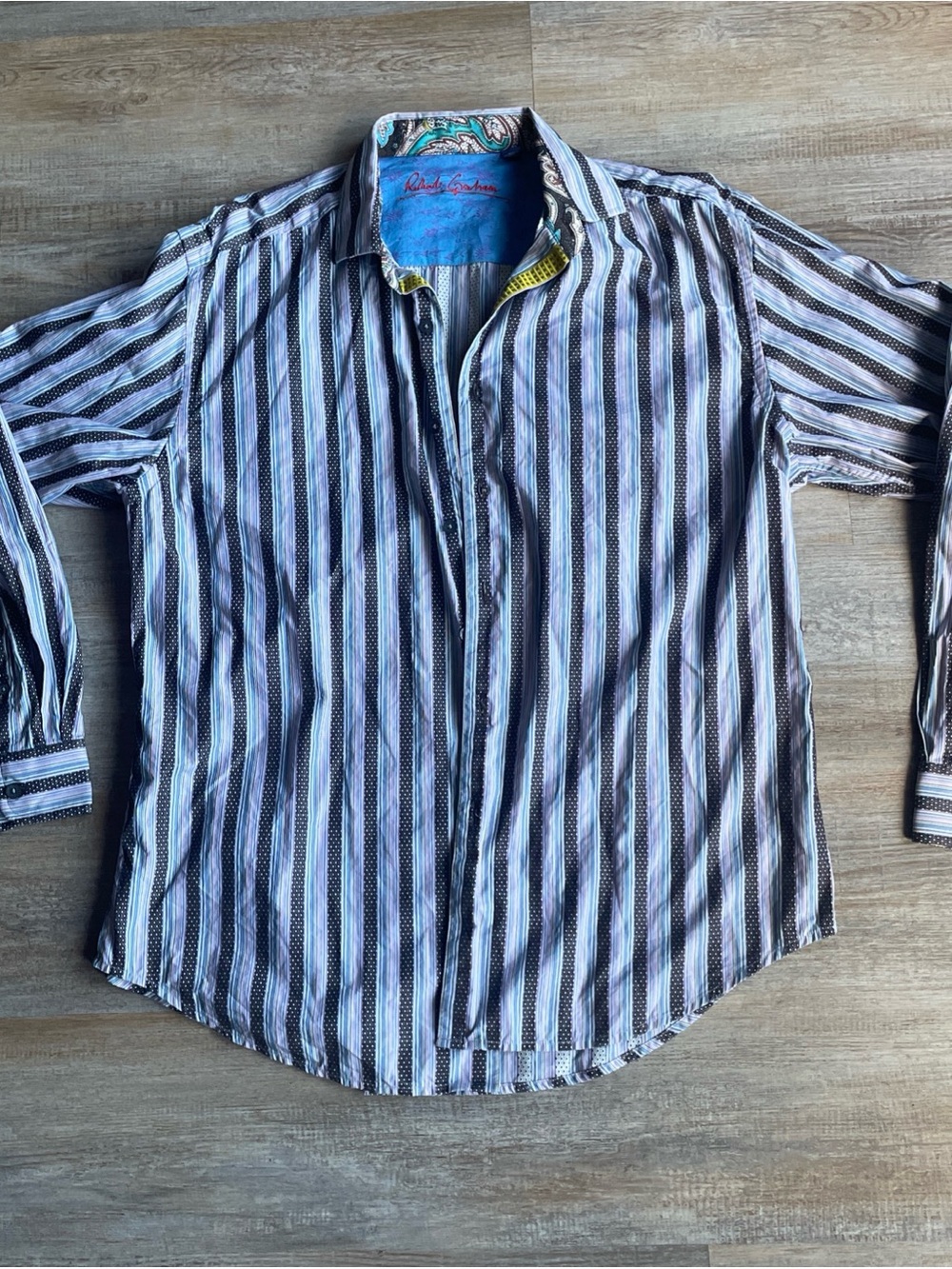 Robert Graham Men's Striped Button-Down Shirt in White, Black, Blue